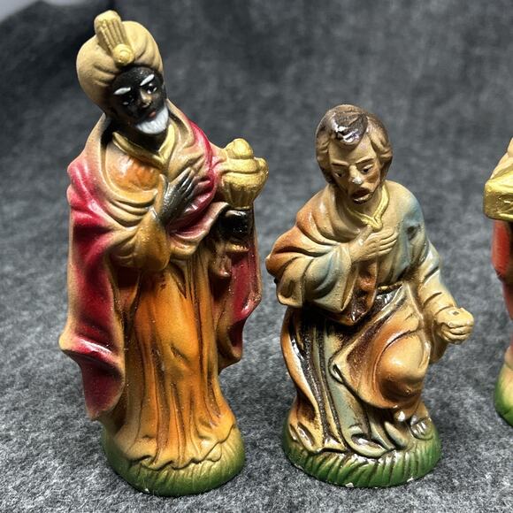 Vintage 11pc Nativity Figurines Made in Japan Old Paper Mache Christmas Set - Picture 12 of 15